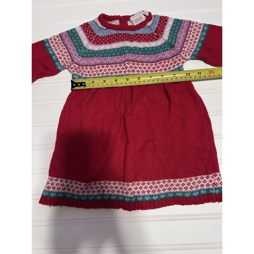 JoJo Maman Bébé Red Fair Isle Knit Dress 18-24M Cashmere Angora Blend Festive
